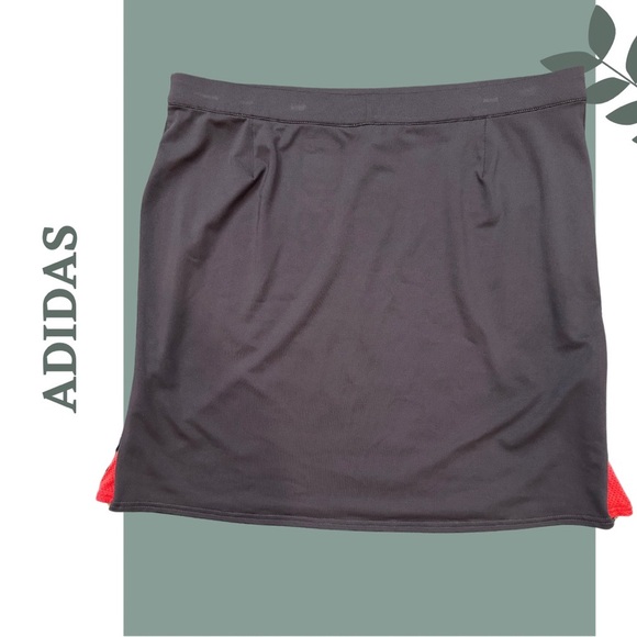 🛍️3/$40 Adidas Women's Dark Grey Elastic Waist Skirt Orange Side Gusset w Zipper - Picture 2 of 6